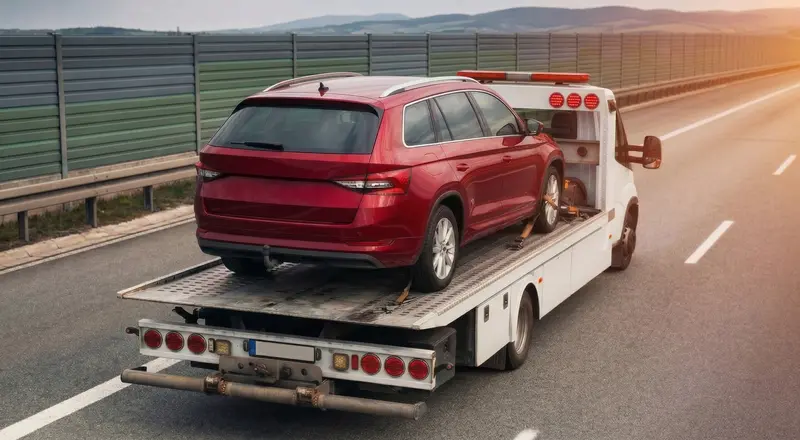Guincho para carros em Fortaleza – carro sendo carregado em plataforma